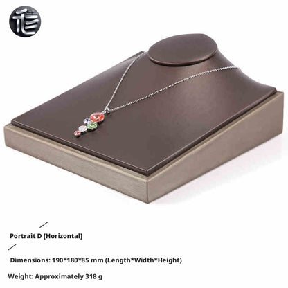 Brown Faux Leather Jewelry Display Set with Necklace Stand for Vendors
