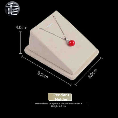 Beige Suede Jewelry Display Set with Necklace Stand for Vendors