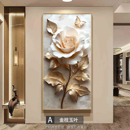 Modern light luxury porch decorative painting relief three-dimensional corridor corridor hanging painting 2025 new flower wall painting
