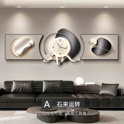 Time to run the living room clock wall hanging decorative painting sofa background wall hanging painting 2025 new light luxury high sense painting
