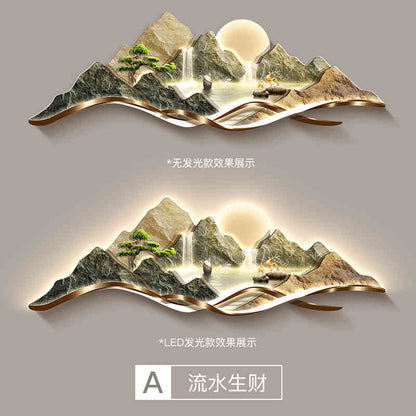 Backed by a mountain sofa background wall hanging painting Cornucopia living room decorative painting landscape painting light luxury high sense of wall painting