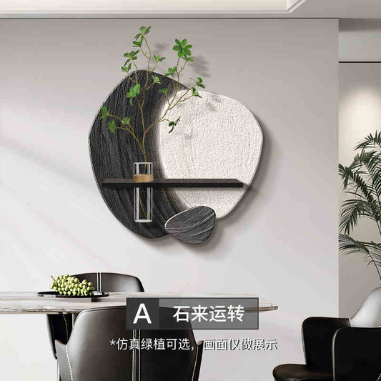 Stone to run the restaurant decorative painting black and white high sense TV sofa background wall hanging painting hydroponic green plant wall painting