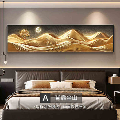 Light luxury and high sense back to Jinshan bedroom bed decoration painting atmospheric high-end landscape scenery room living room hanging picture