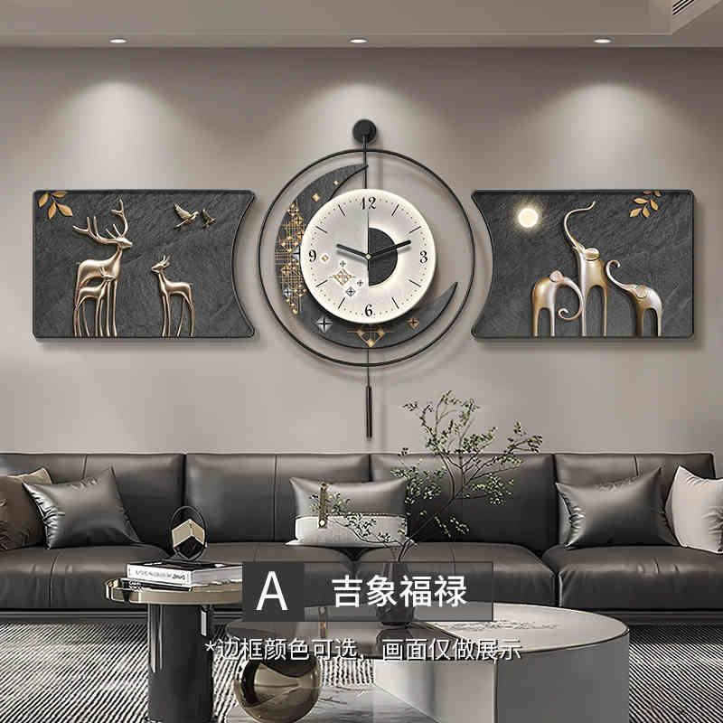 Modern light luxury living room decorative painting backed by a mountain sofa background wall hanging painting advanced sense atmosphere luminous wall painting