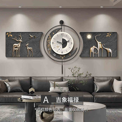 Modern light luxury living room decorative painting backed by a mountain sofa background wall hanging painting advanced sense atmosphere luminous wall painting