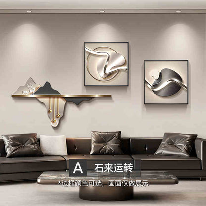 Light luxury and high sense of mountain living room decorative painting new stone to run the atmosphere sofa background wall hanging painting landscape painting