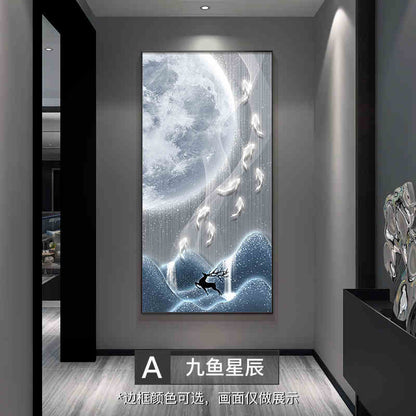 Xi on the branches of the living room TV background wall decorative painting Chinese knot into the household is opposite the door Wangyun Chinese corner hanging painting