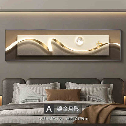 Modern light luxury bedroom painting bedside decoration painting advanced sense simple abstract room master bedroom background wall horizontal plate hanging painting