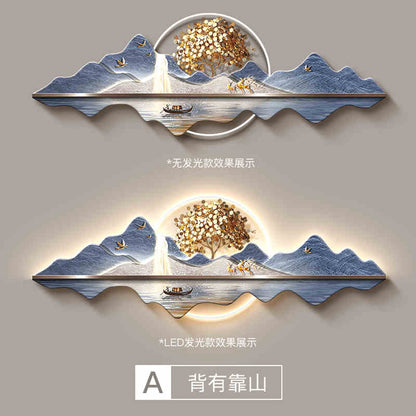 Fortune tree light luxury living room decorative painting new Chinese style back with back-up sofa background wall hanging painting advanced sense landscape painting