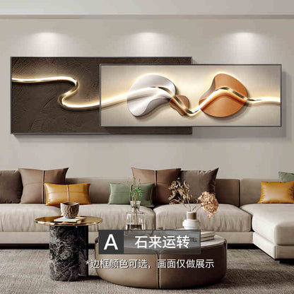 Modern light luxury living room decorative painting advanced sense superimposed painting stone to run abstract and simple sofa background wall hanging painting