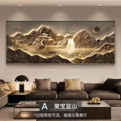 Cornucopan living room decorative painting landscape painting with back-up picture sofa background wall hanging painting light luxury high sense murals