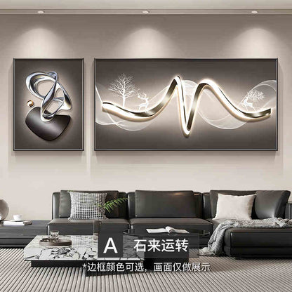 Stone to run the living room decorative painting 2025 new wall painting light luxury high sense nine fish sofa background wall hanging painting