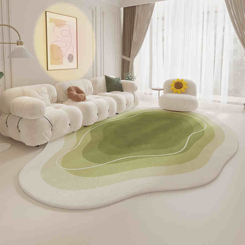 Cream wind special-shaped carpet living room light luxury luxury sofa home light green clouds irregular cushion bedroom