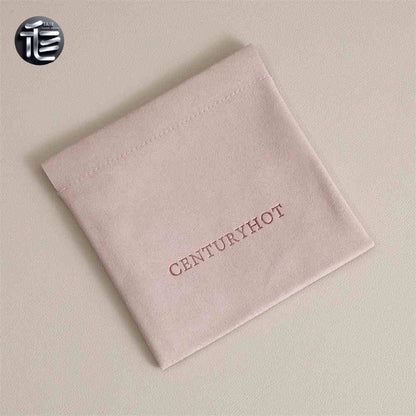 5pcs Luxury Suede Jewelry Pouch, Beige Microfiber Gift Packaging Bag