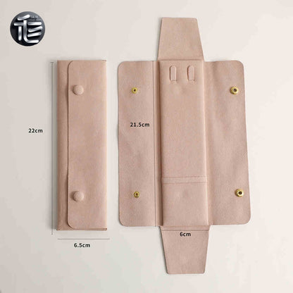 5PCS Soft Suede Jewelry Pouch, Travel Necklace Storage Bag, Gold Snap Closure