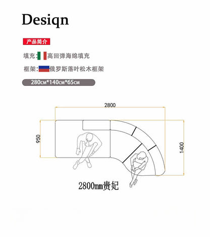 Italian light luxury creative curved corner semi-circle combination leather sofa living room high-grade reception size villa