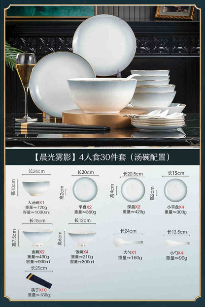 Underglaze color Jingdezhen ceramic tableware set bone China housewarming light luxury bowl dish dish set home
