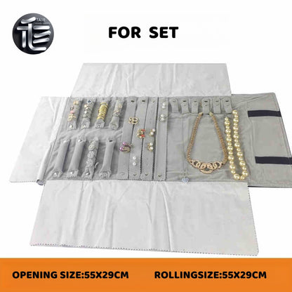 Jewelry roll,Jewelry travel case,Velvet jewelry roll,Leather jewelry organizer,Jewelry pouch,Compact jewelry roll