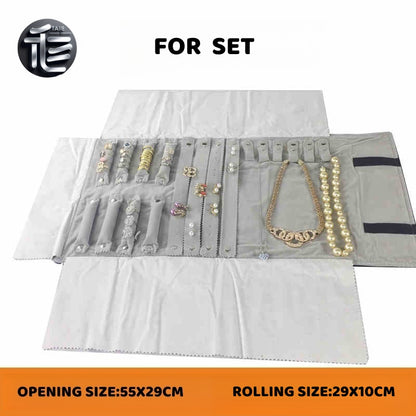 Jewelry roll,Jewelry travel case,Velvet jewelry roll,Leather jewelry organizer,Jewelry pouch,Compact jewelry roll