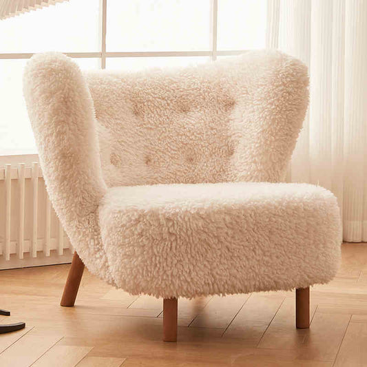 Lazy sofa chair Lamb velvet white ins wind net red balcony leisure long hair chair Nordic bedroom single chair