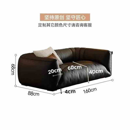 Italian minimalist leather puff sofa home small living room high-end retro
