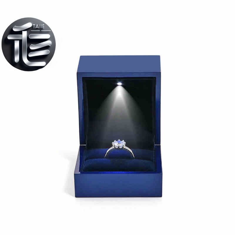 5pcs Navy Blue LED Jewelry Box with Velvet Interior for Ring and Necklace