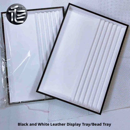 PU Leather Pearl Beading Tray, Grooved Sorting Board, White Interior Display Showcase