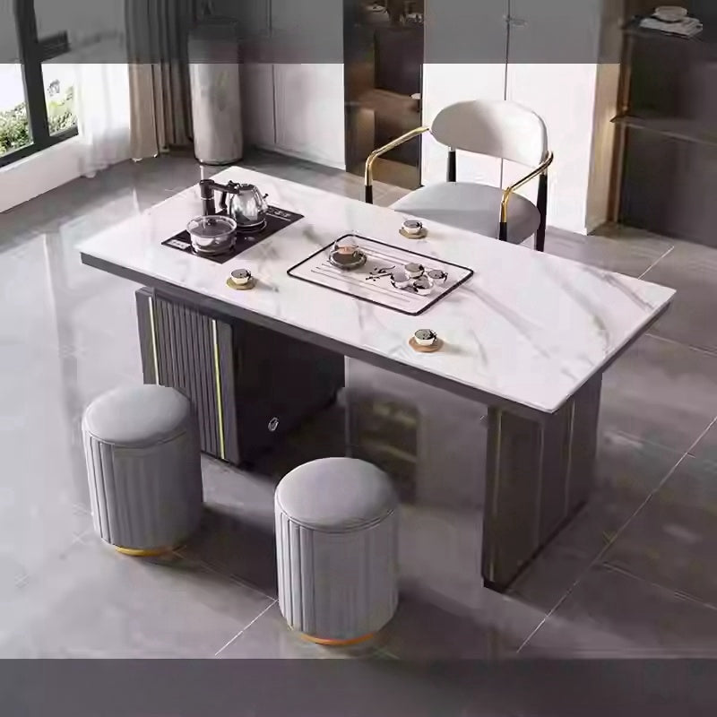 Light luxury simple modern rock plate tea table and chair combination balcony kettle one office stone small tea table coffee table