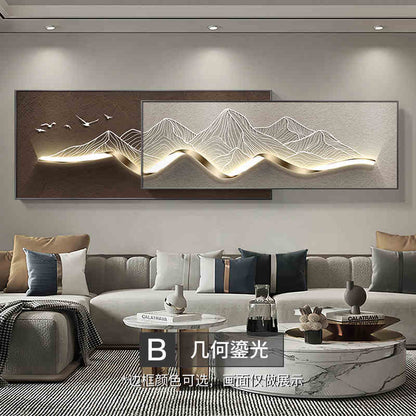 Modern light luxury living room decorative painting backed by mountains superimposed landscape wall painting advanced sense sofa background wall hanging painting