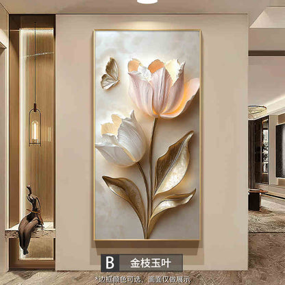 Modern light luxury porch decorative painting relief three-dimensional corridor corridor hanging painting 2025 new flower wall painting