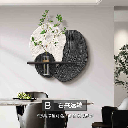 Stone to run the restaurant decorative painting black and white high sense TV sofa background wall hanging painting hydroponic green plant wall painting