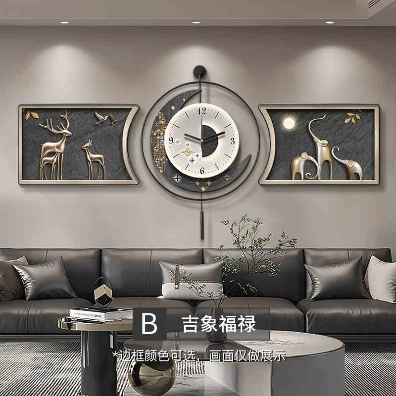 Modern light luxury living room decorative painting backed by a mountain sofa background wall hanging painting advanced sense atmosphere luminous wall painting