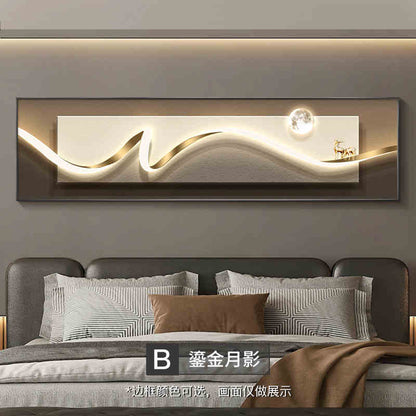 Modern light luxury bedroom painting bedside decoration painting advanced sense simple abstract room master bedroom background wall horizontal plate hanging painting