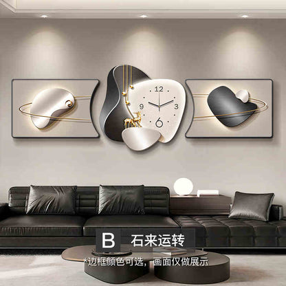 Time to run the living room clock wall hanging decorative painting sofa background wall hanging painting 2025 new light luxury high sense painting