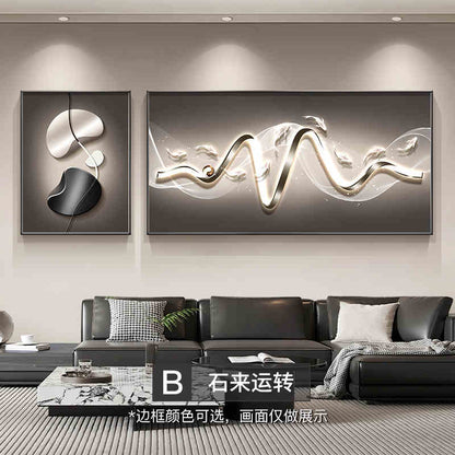 Stone to run the living room decorative painting 2025 new wall painting light luxury high sense nine fish sofa background wall hanging painting