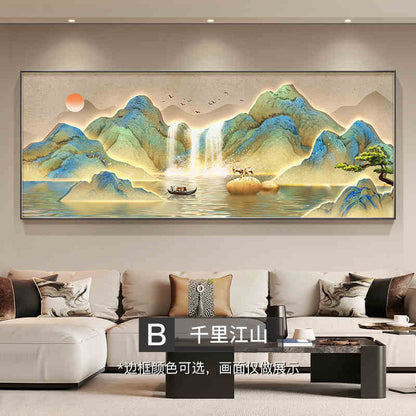 Li Li Jiangshan picture living room decorative painting New Chinese landscape painting atmospheric banner backing mountain picture sofa background wall hanging painting