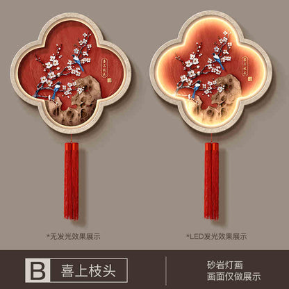 Light luxury elephant living room clock wall clock decorative painting advanced sense atmosphere sofa background wall hanging painting Fu deer triptych