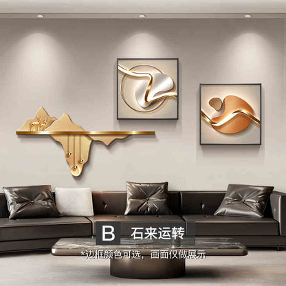 Light luxury and high sense of mountain living room decorative painting new stone to run the atmosphere sofa background wall hanging painting landscape painting