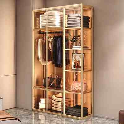 High-end custom aluminum alloy glass wardrobe modern simple cloakroom wardrobe with light luxury jewelry jewelry showcase