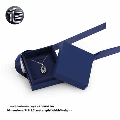 5Pcs Navy Blue Drawer Jewelry Box, Sliding Gift Packaging, Velvet Insert, Gold Trim, Ribbon Pull