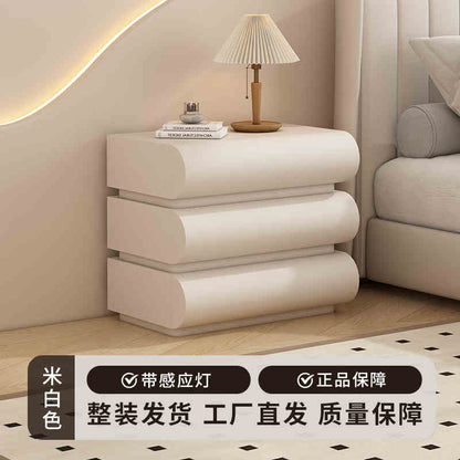 Creative solid wood bedside table in the ancient style of the moon half simple modern black 2025 new home bedroom minimalist bedside