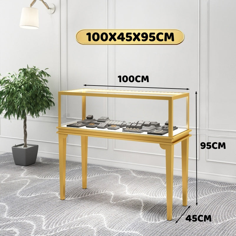 Jewelry display case,Glass jewelry cabinet,Retail jewelry showcase,Countertop jewelry display,Lockable jewelry case,LED jewelry cabinet