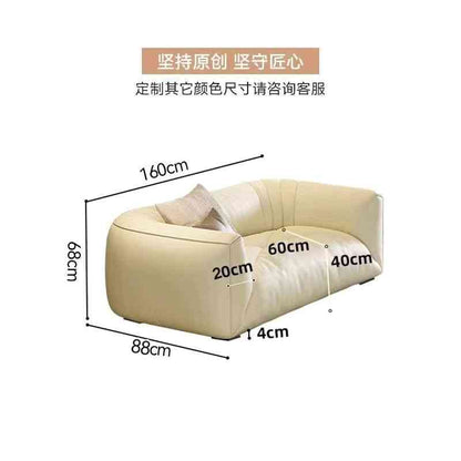 Italian minimalist leather puff sofa home small living room high-end retro