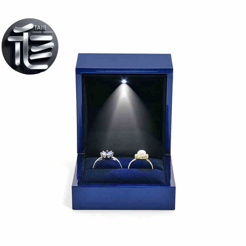 5pcs Navy Blue LED Jewelry Box with Velvet Interior for Ring and Necklace