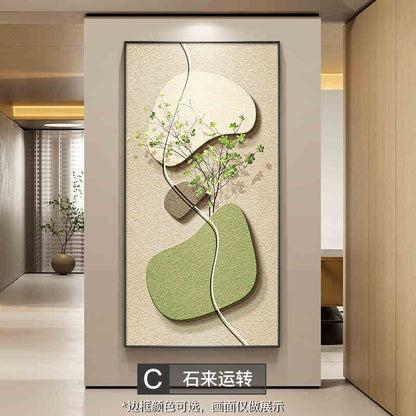 Stone to run modern simple porch decorative painting wabi-Sabi wind green plant corridor corridor hanging painting high sense wall painting