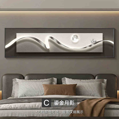 Modern light luxury bedroom painting bedside decoration painting advanced sense simple abstract room master bedroom background wall horizontal plate hanging painting
