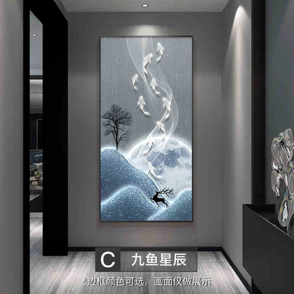 Xi on the branches of the living room TV background wall decorative painting Chinese knot into the household is opposite the door Wangyun Chinese corner hanging painting