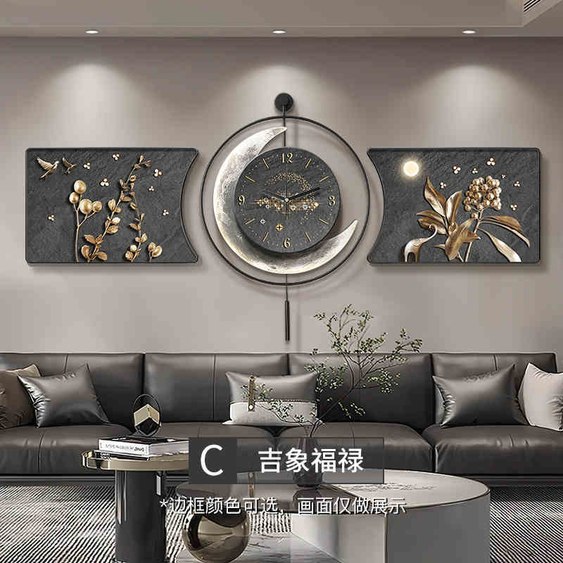 Modern light luxury living room decorative painting backed by a mountain sofa background wall hanging painting advanced sense atmosphere luminous wall painting