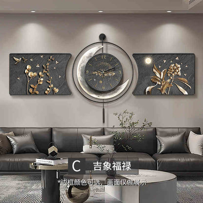 Modern light luxury living room decorative painting backed by a mountain sofa background wall hanging painting advanced sense atmosphere luminous wall painting
