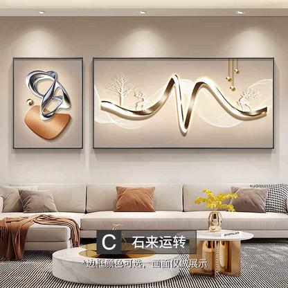Stone to run the living room decorative painting 2025 new wall painting light luxury high sense nine fish sofa background wall hanging painting